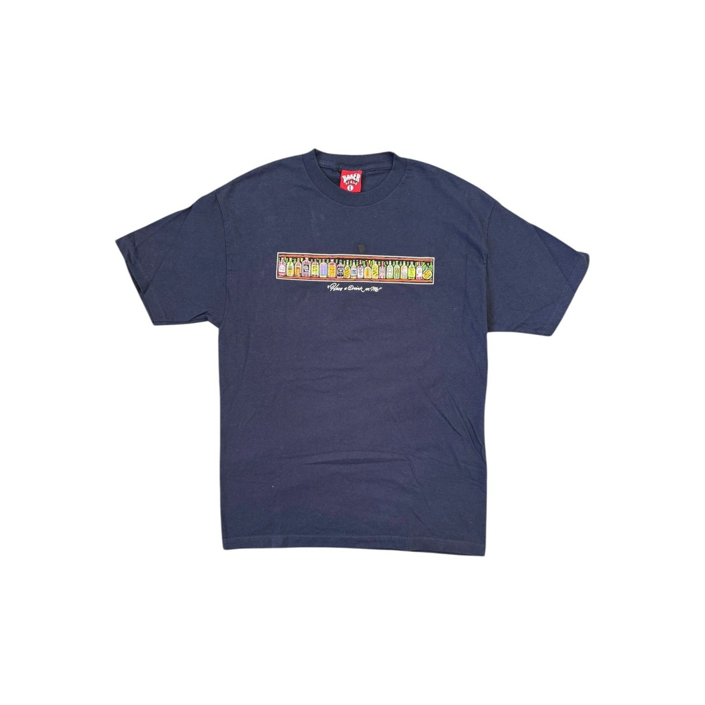 Baker T-Shirt Mens Large Blue Good Erik Ellington Have a Drink on Me 00s Skater